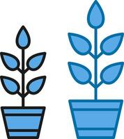 crescere pianta pieno blu icona vettore