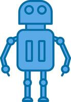 robot pieno blu icona vettore