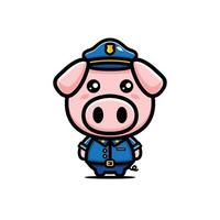simpatico disegno vettoriale di maiale poliziotto