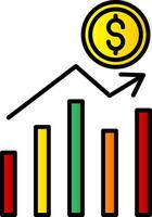 azione mercato linea pieno pendenza icona vettore