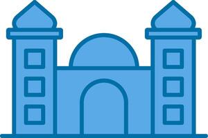 moschea pieno blu icona vettore