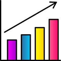 bar grafico linea pieno pendenza icona vettore