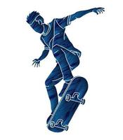 silhouette giocatore di skateboard sport estremo azione vettore