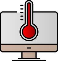 temperatura linea pieno pendenza icona vettore