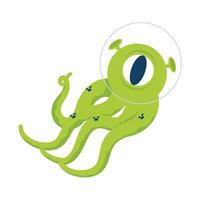 personaggio comico alieno con tentacoli vettore