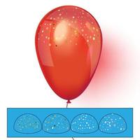 palloncino ad elio rosso con coriandoli. illustrazione vettoriale. vettore