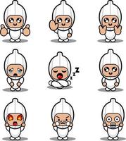 set di espressioni carine per l'illustrazione del personaggio dei cartoni animati di vettore del costume della mascotte dell'aglio
