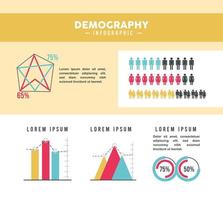 cinque icone infografiche demografiche vettore