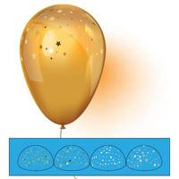 palloncino ad elio dorato con coriandoli. illustrazione vettoriale. vettore