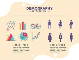 sei icone infografiche demografiche vettore