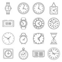 set di icone di tempo e orologio vettore