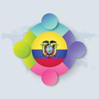 bandiera dell'ecuador con design infografico isolato sulla mappa del mondo vettore