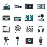 set audio e video, stile piatto vettore