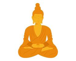d'oro Budda statua. seduta monaco scultura nel piatto vettore stile