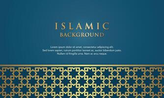islamico Arabo astratto elegante blu sfondo con d'oro lusso confine telaio vettore