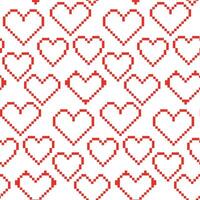 un' modello di cuori fatto di pixel. elementi di isone pixel cuori nel retrò stile. Vintage ▾ amore simbolo, 8 bit vettore illustrazione per un' computer gioco. il vita contorno pulsante