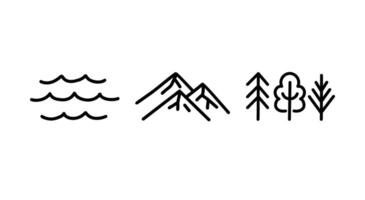 mano disegnato temperato latitudini natura icone. vettore nero linea illustrazioni isolato su bianca sfondo.