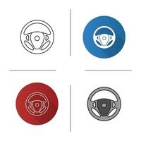 icona del timone dell'auto. design piatto, stili lineari e di colore. volante. illustrazioni vettoriali isolate