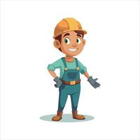 cartone animato personaggio di un' costruzione lavoratore vettore