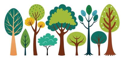 disegnato a mano alberi collezione impostare, illustrazione vettore per Infografica o altro usi