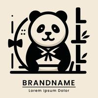 carino panda logo design indossare tradizionale costume classico moderno vettore