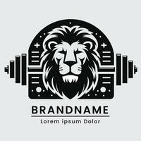 Palestra logo Leone e manubrio per fitness il branding emblema moderno singolo colore vettore