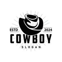 cowboy cappello logo semplice vecchio ovest nazione Texas cowboy nero minimalista design retrò Vintage ▾ vettore silhouette