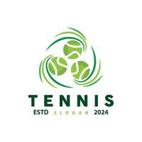 tennis gli sport logo, palla e racchetta design per semplice e moderno torneo campionato gli sport vettore