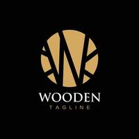 piatto monogramma logotipo d'oro legna vettore