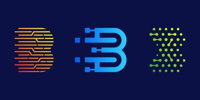 ispirazione per il lettera B tecnologia logo disegno, per attività commerciale, digitale, tecnologia, media, crypto vettore