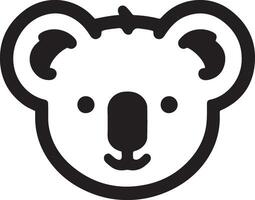 carino koala orso testa linea icona vettore illustrazione su bianca sfondo.