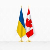 Ucraina e Canada bandiere su bandiera In piedi, illustrazione per diplomazia e altro incontro fra Ucraina e Canada. vettore