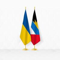 Ucraina e antigua e barbuda bandiere su bandiera In piedi, illustrazione per diplomazia e altro incontro fra Ucraina e antigua e barbada. vettore