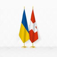 Ucraina e Svizzera bandiere su bandiera In piedi, illustrazione per diplomazia e altro incontro fra Ucraina e Svizzera. vettore