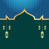 sfondo di lusso verde arabo islamico con motivo geometrico e bellissimo ornamento vettore