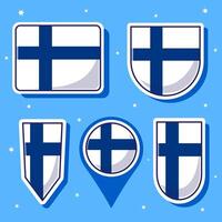 piatto cartone animato vettore illustrazione di Finlandia nazionale bandiera con molti forme dentro