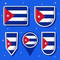 piatto cartone animato vettore illustrazione di Cuba nazionale bandiera con molti forme dentro