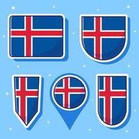 piatto cartone animato vettore illustrazione di Islanda nazionale bandiera con molti forme dentro