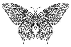 Colora farfalla meditativa antistress. disegnato a mano in stile doodle, zentangle vettore