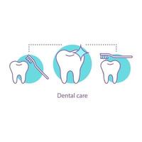 icona del concetto di cure odontoiatriche. illustrazione al tratto sottile idea salute orale. corretta pulizia dei denti. disegno vettoriale isolato contorno