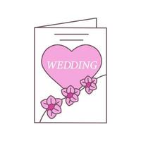 icona del colore della carta di invito a nozze. biglietto di auguri di matrimonio con fiori. illustrazione vettoriale isolato