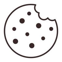 biscotto morso con icona di briciole di cioccolato. stile piatto. tradizionale biscotto con gocce di cioccolato per logo, adesivo, stampa, ricetta, menu, confezione, design e decorazione da forno vettore