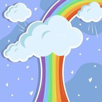 adorabili arcobaleni e nuvole vettore