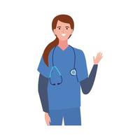 paramedico femminile con stetoscopio vettore