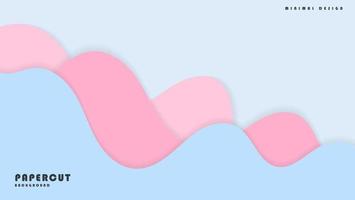 sfondo di design papercut onda liscia rosa blu vettore