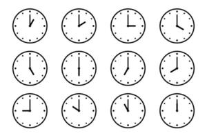 set di icone dell'orologio piatto illustrazione vettoriale