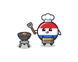 chef del barbecue bandiera dei Paesi Bassi con una griglia vettore