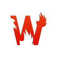 lettera w con fuoco logo modello illustrazione vettore