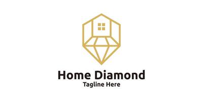 casa diamante logo disegno, gioielleria, lusso, logo design modello, simbolo, creativo idea. vettore