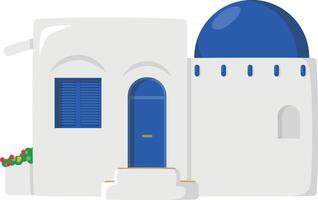vettore illustrazione di un' tradizionale Egeo isola Casa nel cartone animato stile isolato su bianca sfondo. tradizionale case di il mondo serie
